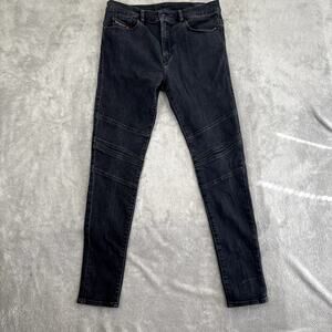Diesel D-AMNY Skinny Black Biker Jeans Moto Denim Men's 33/34